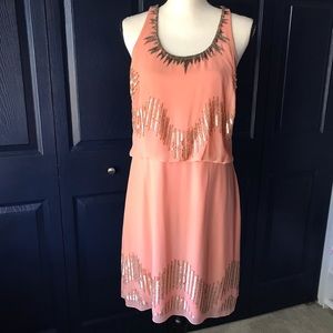 Adrianna Papell Gold Beaded Special Occasion Dress